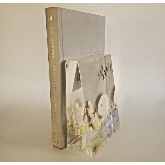 1970 Lucite Acrylic Bookends Nautical Ocean Beach Seashells Seahorses Starfish - Picture 9 of 16